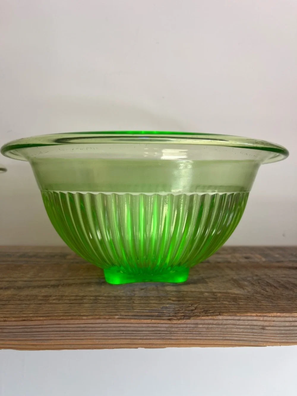 Hazel Atlas Uranium Vaseline Glass Mixing Bowls set two